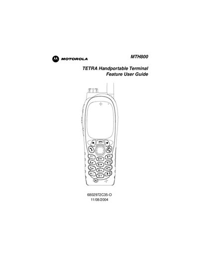 MTH800 TETRA Handportable Terminal Feature User Guide - cover page