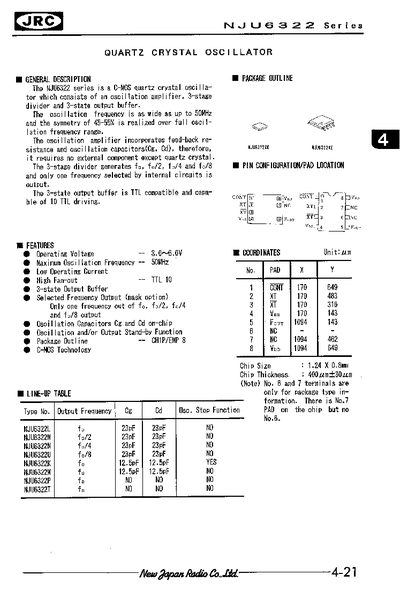 JRC NJU6322 Series Datasheet - cover page