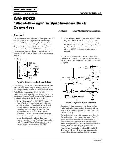 Fairchild Semiconductor AN-6003 Shoot-through in Synchronous Buck Converters - cover page