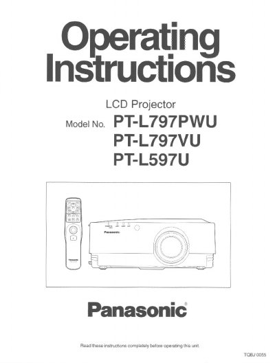 Panasonic PT-L797PWUL Manual - cover page
