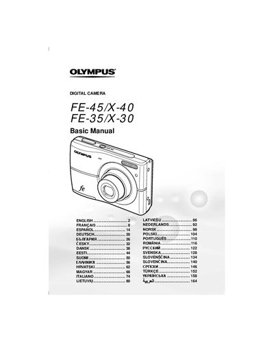 Olympus FE-45/X-40 and FE-35/X-30 Digital Camera Basic Manual