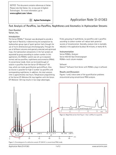 Agilent PIONA+ Analyzer Fast Analysis Application Note - cover page