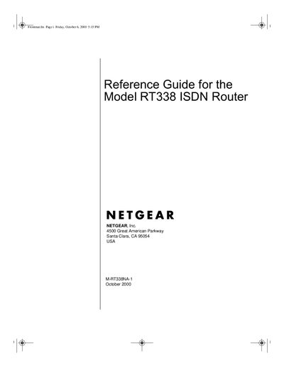 Netgear RT338 ISDN Router Reference Guide - cover page