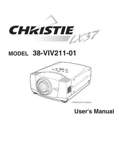 CHRISTIE LX37 38-VIV211-01 owner's manual - cover page