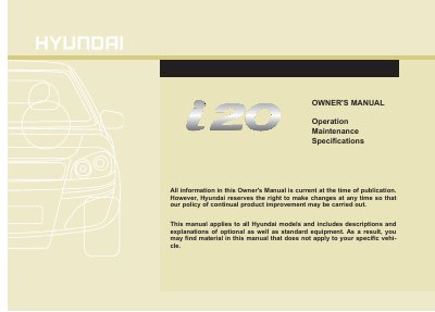 Hyundai Owner's Manual Operation Maintenance Specifications - cover page