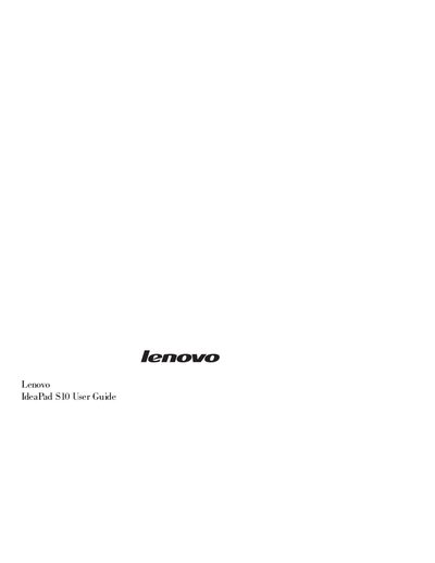 Lenovo IdeaPad S10 User Manual - cover page