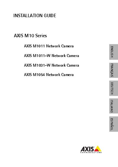 Axis M10 Series Network Camera Installation Guide - cover page