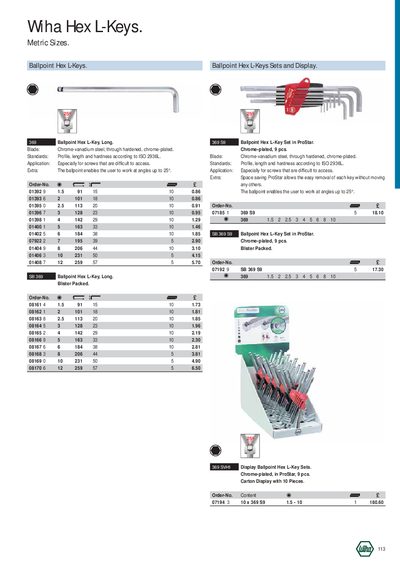 Wiha Hex L-Keys Metric Sizes Product Leaflet - cover page