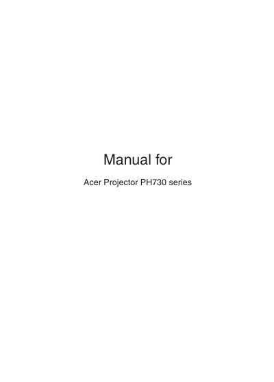 Acer PH730 Series Projector User Manual - cover page