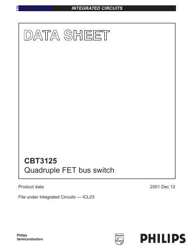 Philips CBT3125 Quadruple FET Bus Switch Datasheet - cover page