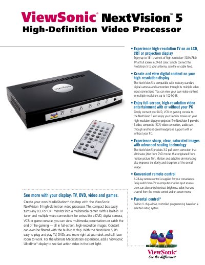 ViewSonic NextVision 5 High-Definition Video Processor User Manual - cover page