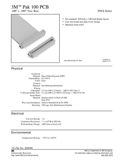 3M Pak 100 PCB 39XX Series Product Handbook - cover page