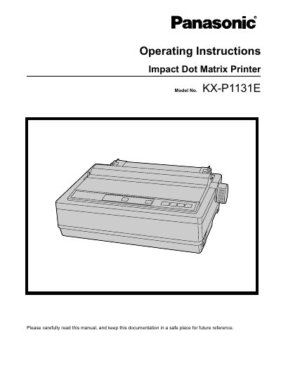 Panasonic KX-P1131E Impact Dot Matrix Printer Operating Instructions - cover page