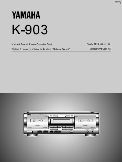 Yamaha K-903 Stereo Cassette Deck Owner's Manual - cover page