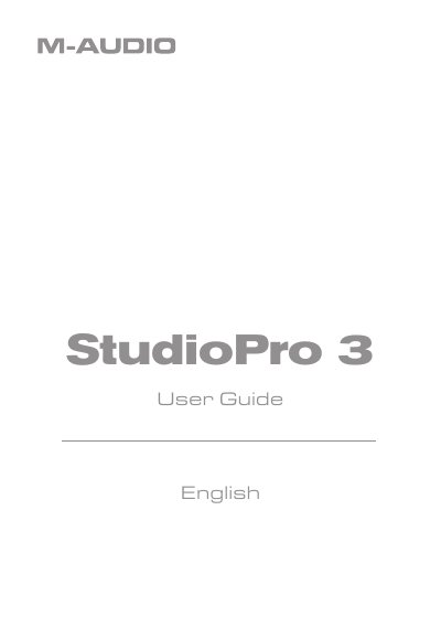 M-Audio StudioPro 3 User Guide - cover page