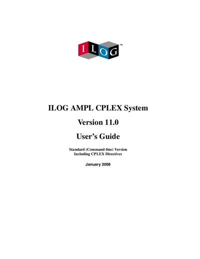 ILOG AMPL CPLEX System 11.0 User Guide - cover page