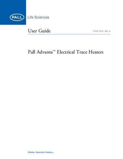 Pall USD 2516 Electrical Trace Heater User Manual - cover page