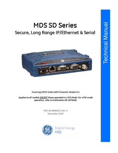 GE MDS SD Series Secure Technical Manual cover