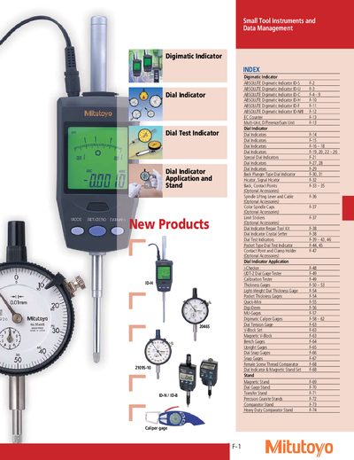 Mitutoyo Digimatic Indicator Product Catalog and Manual - cover page