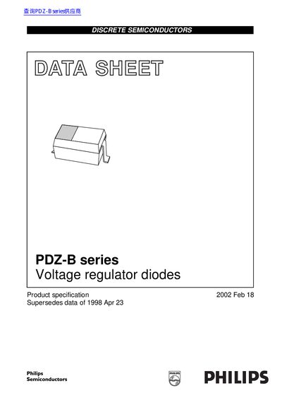Philips PDZ-B Series Voltage Regulator Diodes Data Sheet - cover page