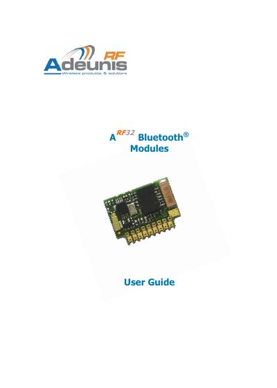 ADEUNIS ARF32 Bluetooth Module User Guide - cover page