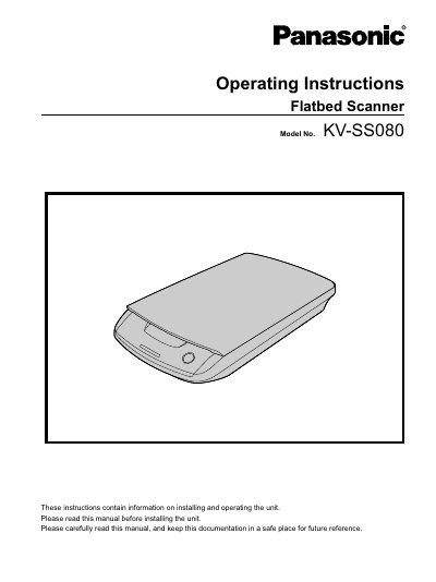 Panasonic KV-SS080 Flatbed Scanner Operating Instructions - cover page