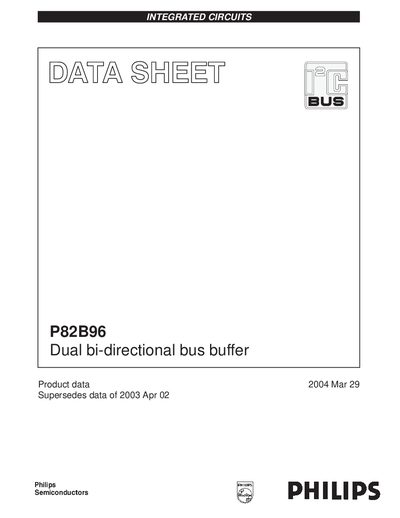 Philips P82B96 Dual Bi-Directional Bus Buffer Datasheet - cover page