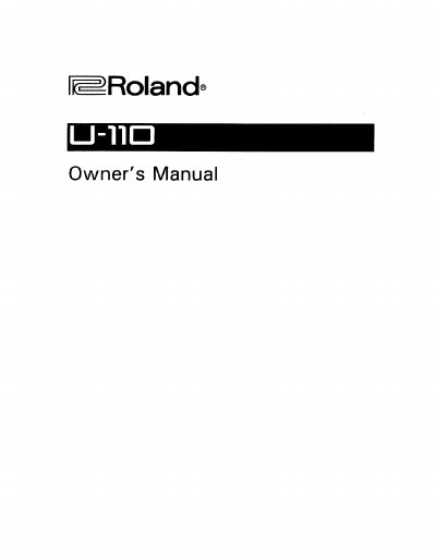 Roland U-110 PCM Sound Module Owner's Manual - cover page