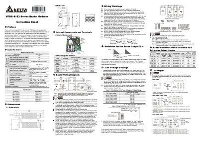 Delta VFDB 4132 Series Brake Module Instruction Sheet - cover page