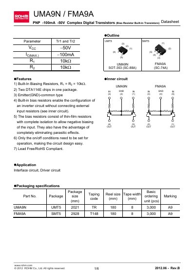 ROHM UMA9N/FMA9A Datasheet - cover page