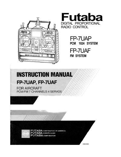 Futaba FP-7UAP/FP-7UAF Digital Proportional Radio Control User Manual - cover page