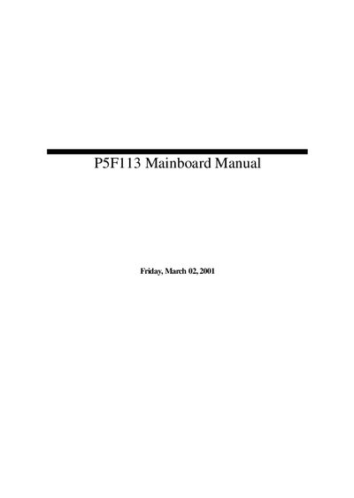 Flexus P5F113 Mainboard User Manual - cover page