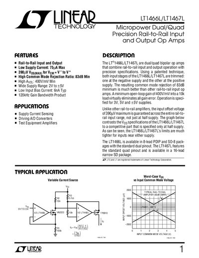 Linear Technology LT1466L/LT1467L Micropower Manual - cover page