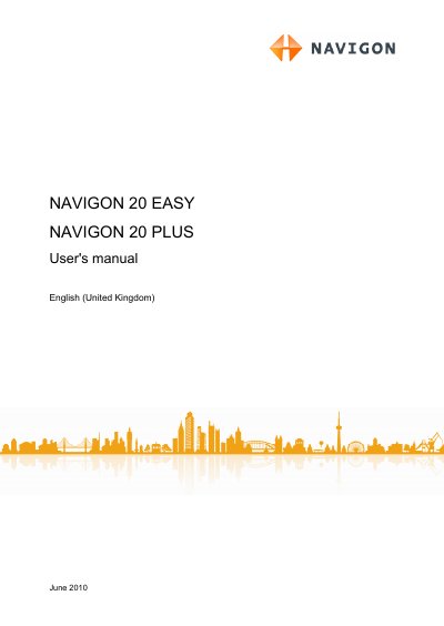 Navigon 20 EASY and 20 PLUS User Manual - cover page