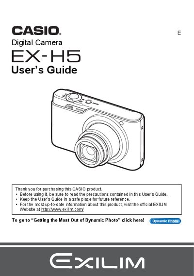 Casio EX-H5 Digital Camera User's Guide