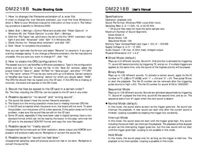 DM DM2218B Sound Board Troubleshooting Guide and User Manual