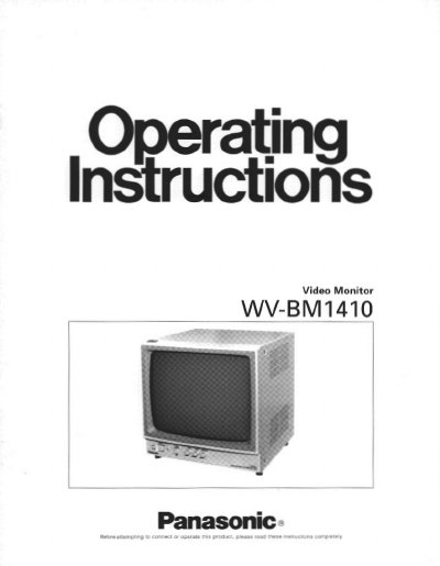 Panasonic WV-BM1410 Video Monitor Operating Instructions - cover page