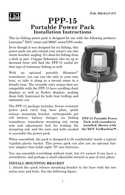 Lowrance PPP-15 Portable Power Pack Installation Instructions - cover page