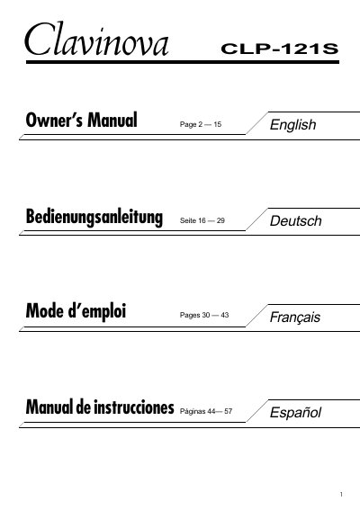 Yamaha CLP-121S Owner's Manual - cover page