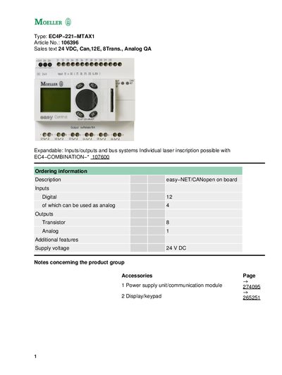 Moeller EC4P-221-MTAX1 User Manual - cover page