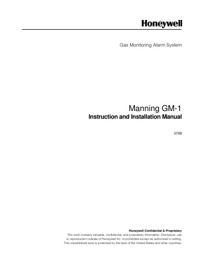 Honeywell GM-1 Gas Monitoring Alarm System Installation Manual - cover page