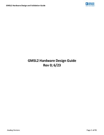 Analog Devices GMSL2 Hardware Design and Validation Guide - cover page