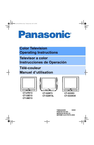 Panasonic CT-27E13/CT-32E13/CT-36E13/CT-G2973/CT-G2973L/CT-G3353/CT-G3353X Manual