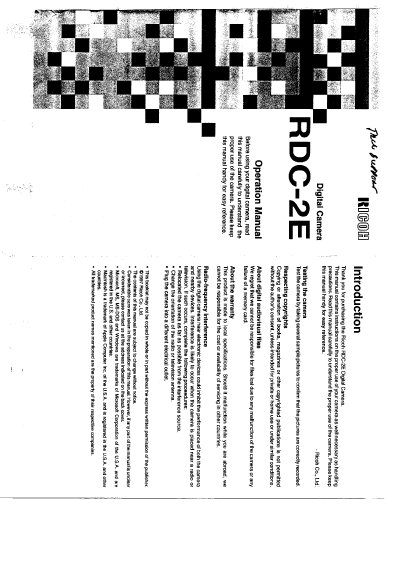Ricoh RDC-2E Digital Camera Operation Manual - cover page