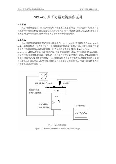 Beijing University Chemistry Department SPA-400 Atomic Force Microscope User Manual - cover page