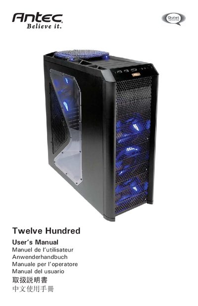 Antec Twelve Hundred Gaming Case User Manual - cover page