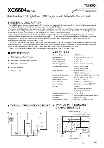 Torex XC6604 Series LDO Regulator Datasheet - cover page