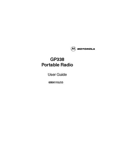 Motorola GP338 Portable Radio User Guide