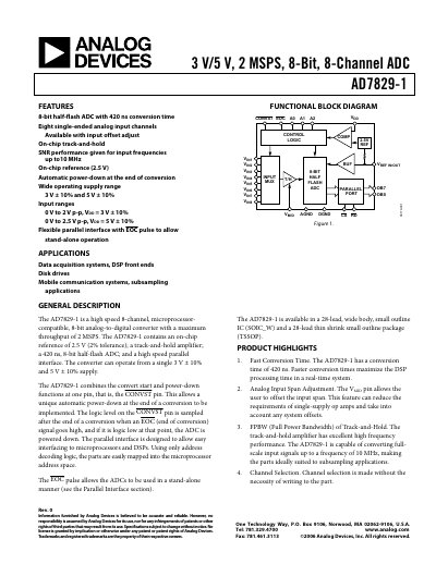 Analog Devices AD7829-1 ADC Datasheet