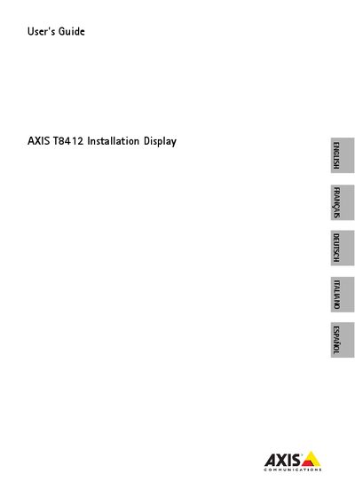 Axis T8412 Installation Display User Guide - cover page